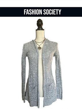 MUDD Light Gray Hooded Open-Front Cardigan